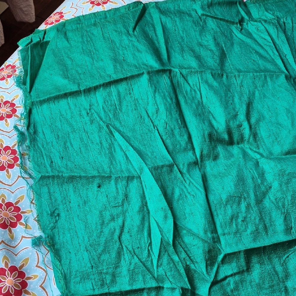 Dupioni Silk Fabric - Green, Pink, Orange/Pink Iridescent - Picture 14 of 16